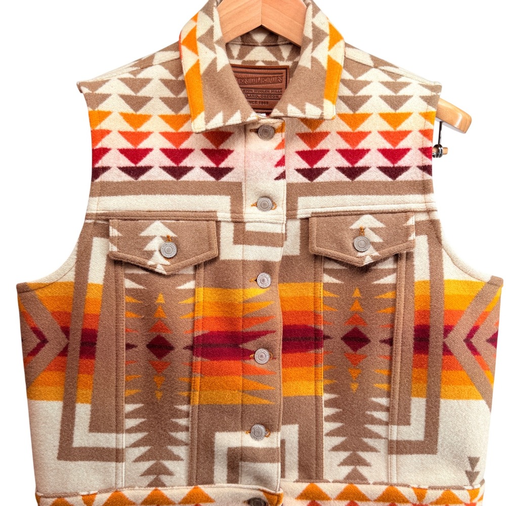 🚨🔥Vintage High Grade Pendleton Wool Vest Western Aztec Med Women's